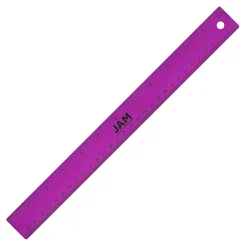 JAM Paper® Non-Skid Stainless-Steel Ruler, 12", Purple