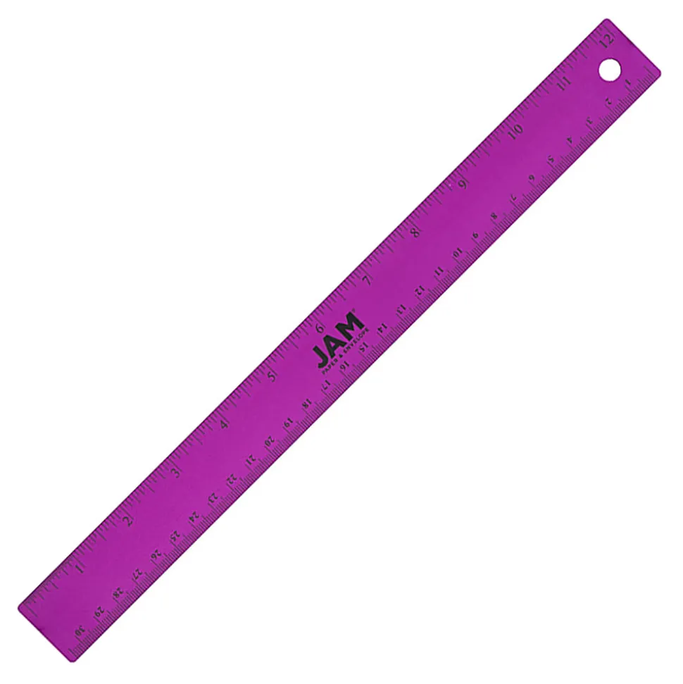 JAM Paper® Non-Skid Stainless-Steel Ruler, 12", Purple