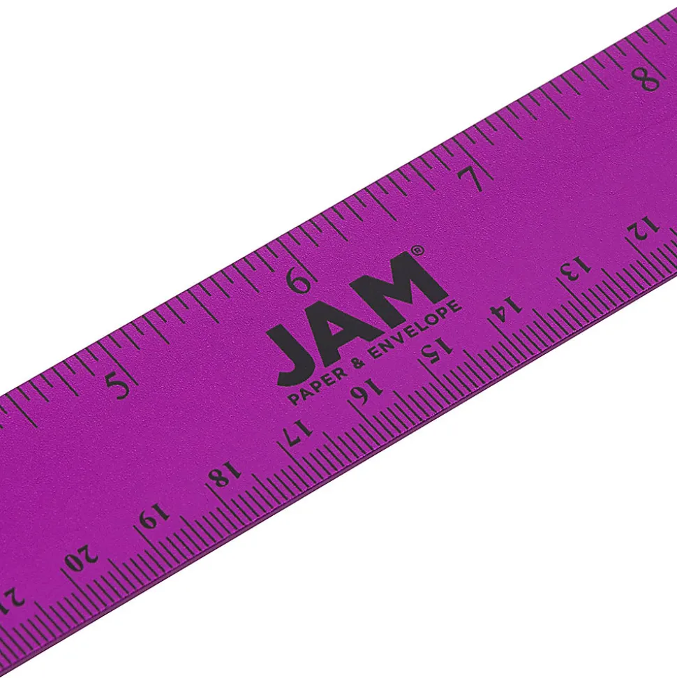 JAM Paper® Non-Skid Stainless-Steel Ruler, 12", Purple