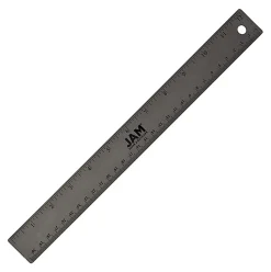 JAM Paper® Non-Skid Stainless-Steel Ruler, 12", Gray