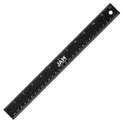 JAM Paper® Non-Skid Stainless-Steel Ruler, 12", Black