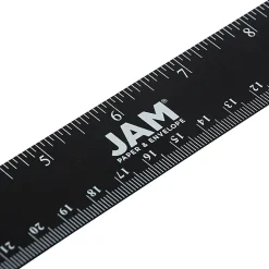 JAM Paper® Non-Skid Stainless-Steel Ruler, 12", Black