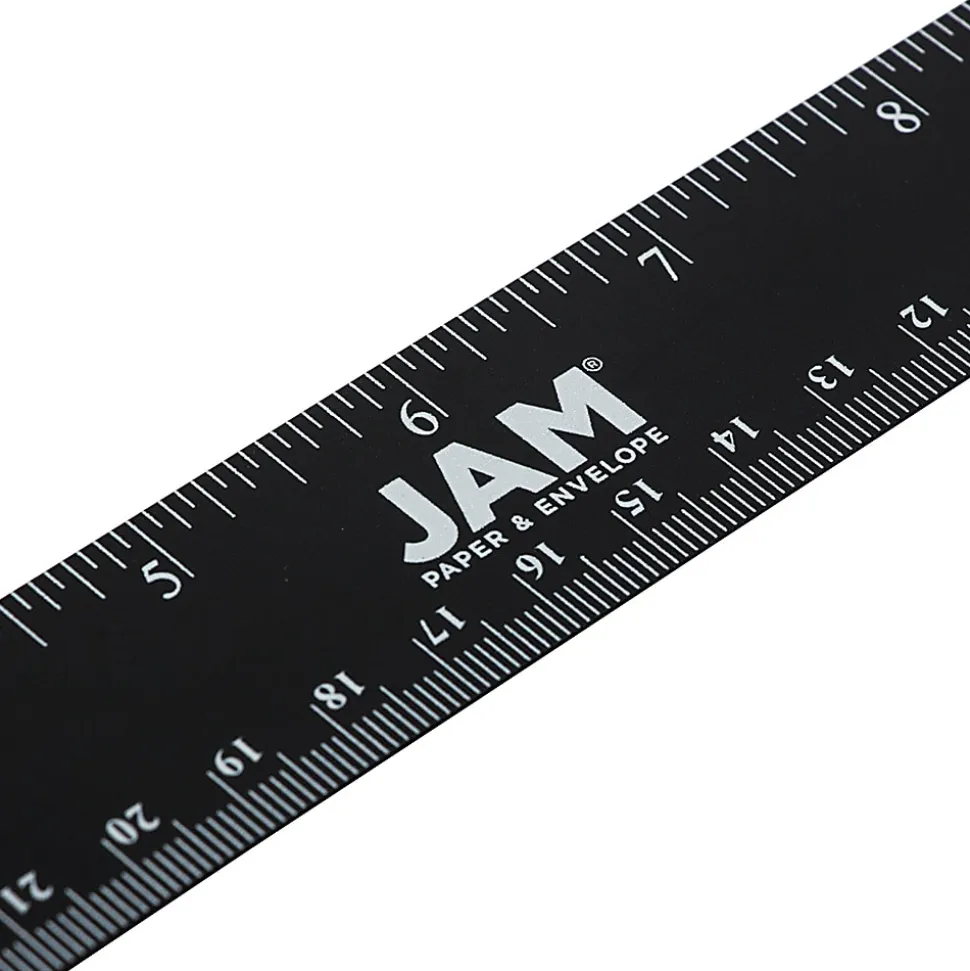 JAM Paper® Non-Skid Stainless-Steel Ruler, 12", Black