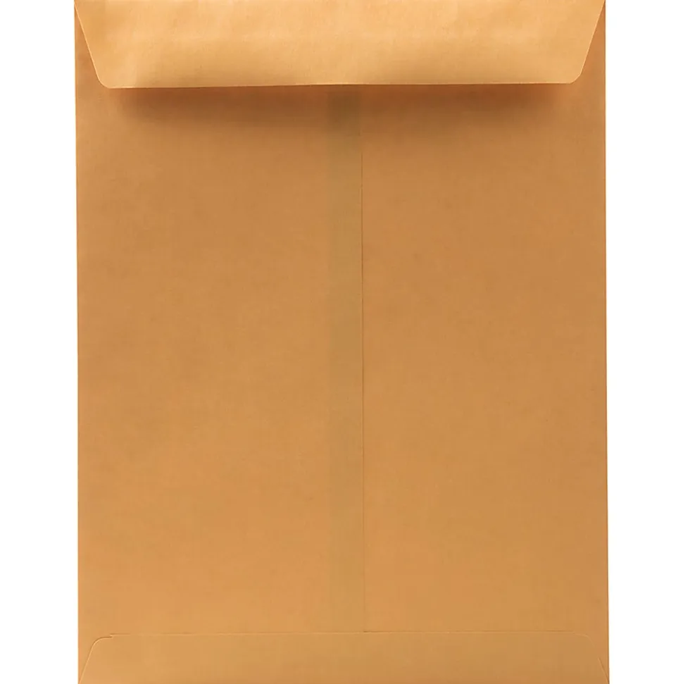 JAM Paper® Open-End Catalog Envelopes, 10" x 13", Gummed Closure, Brown Kraft, Pack Of 100