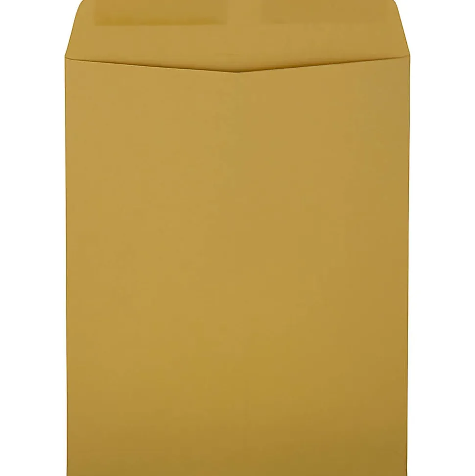 JAM Paper® Open-End Envelopes, 11-1/2" x 14-1/2", Gummed Seal, Brown Kraft, Pack Of 50 Envelopes