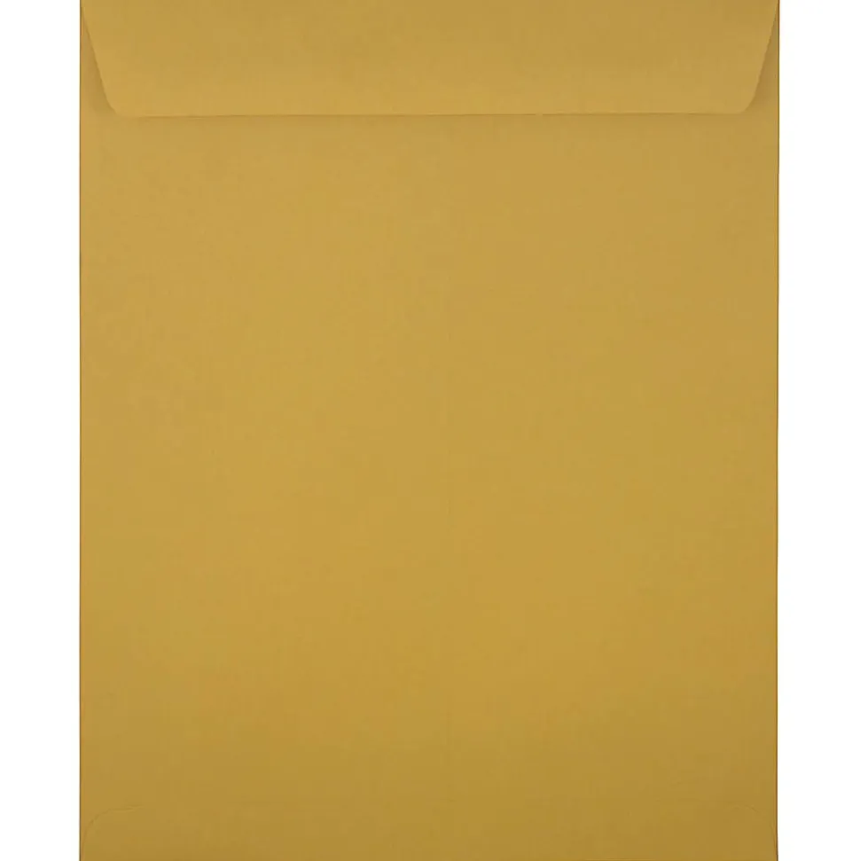 JAM Paper® Open-End Envelopes, 11-1/2" x 14-1/2", Gummed Seal, Brown Kraft, Pack Of 50 Envelopes