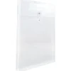 JAM Paper® Open-End Plastic Envelopes, Legal-Size, 9 3/4" x 14 1/2", Button & String Closure, Clear, Pack Of 12