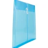 JAM Paper® Open-End Plastic Envelopes, Letter-Size, 9 3/4" x 11 3/4", Button & String Closure, Blue, Pack Of 12