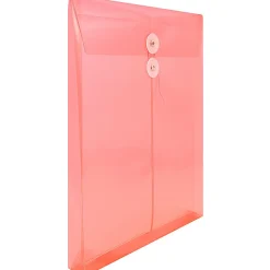 JAM PaperĀ® Open-End Plastic Envelopes, Letter-Size, 9 3/4" x 11 3/4", Pink, Pack Of 12