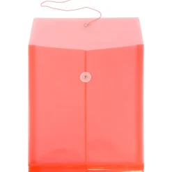 JAM Paper® Open-End Plastic Envelopes, Letter-Size, 9 3/4" x 11 3/4", Pink, Pack Of 12