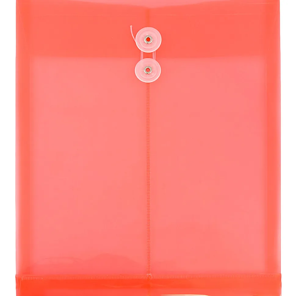 JAM Paper® Open-End Plastic Envelopes, Letter-Size, 9 3/4" x 11 3/4", Pink, Pack Of 12