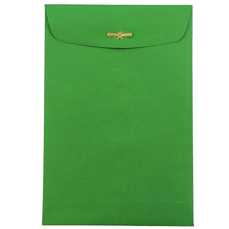 JAM Paper® Open-End 6" x 9" Catalog Envelopes, Clasp Closure, 30% Recycled, Green, Pack Of 10