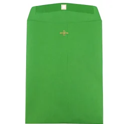 JAM Paper® Open-End 9" x 12" Catalog Envelopes, Clasp Closure, 30% Recycled, Green, Pack Of 10
