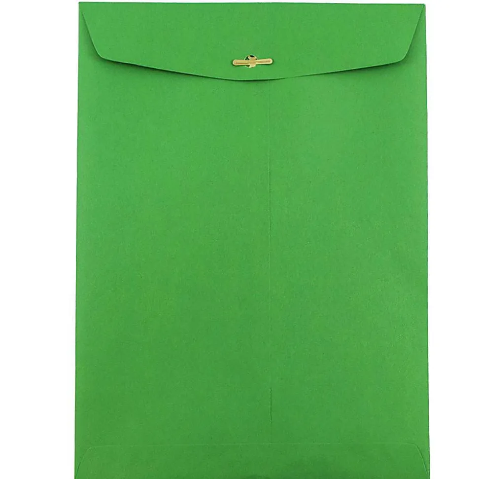 JAM Paper® Open-End 9" x 12" Catalog Envelopes, Clasp Closure, 30% Recycled, Green, Pack Of 10