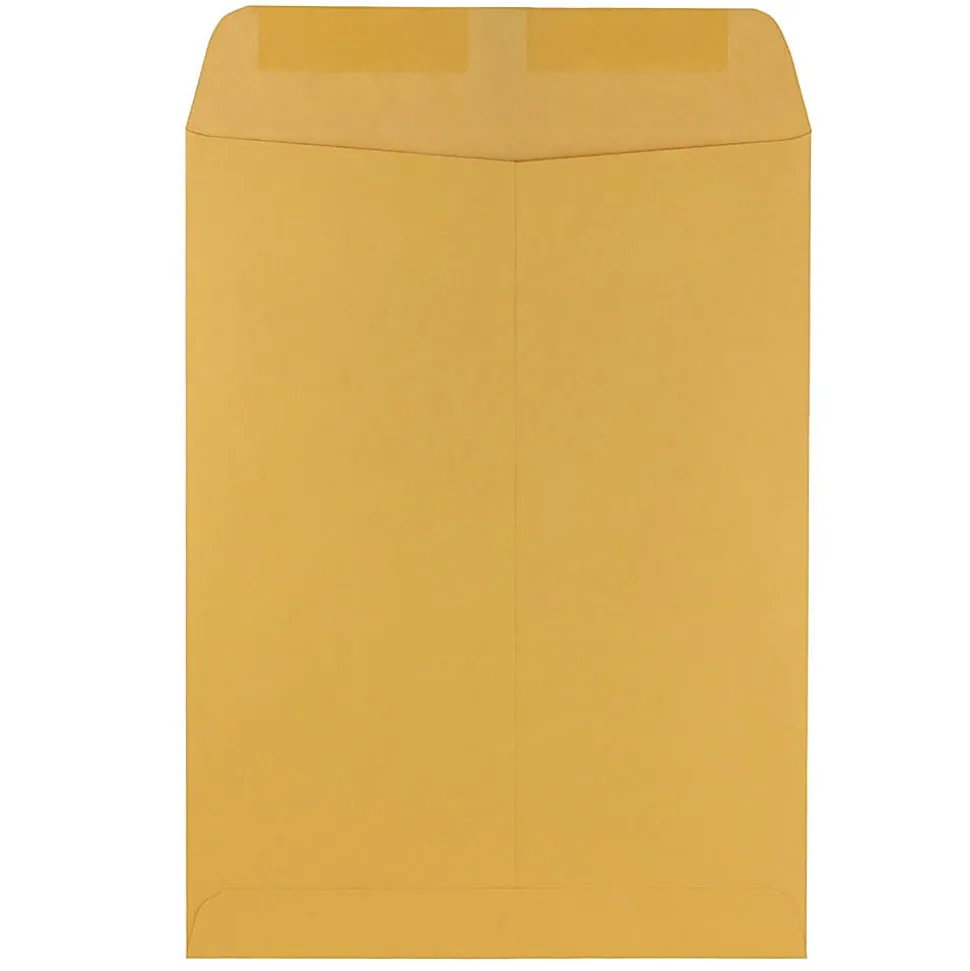 JAM Paper® Open-End 9" x 12" Envelopes, Gummed Seal, Brown Kraft, Pack Of 50 Envelopes