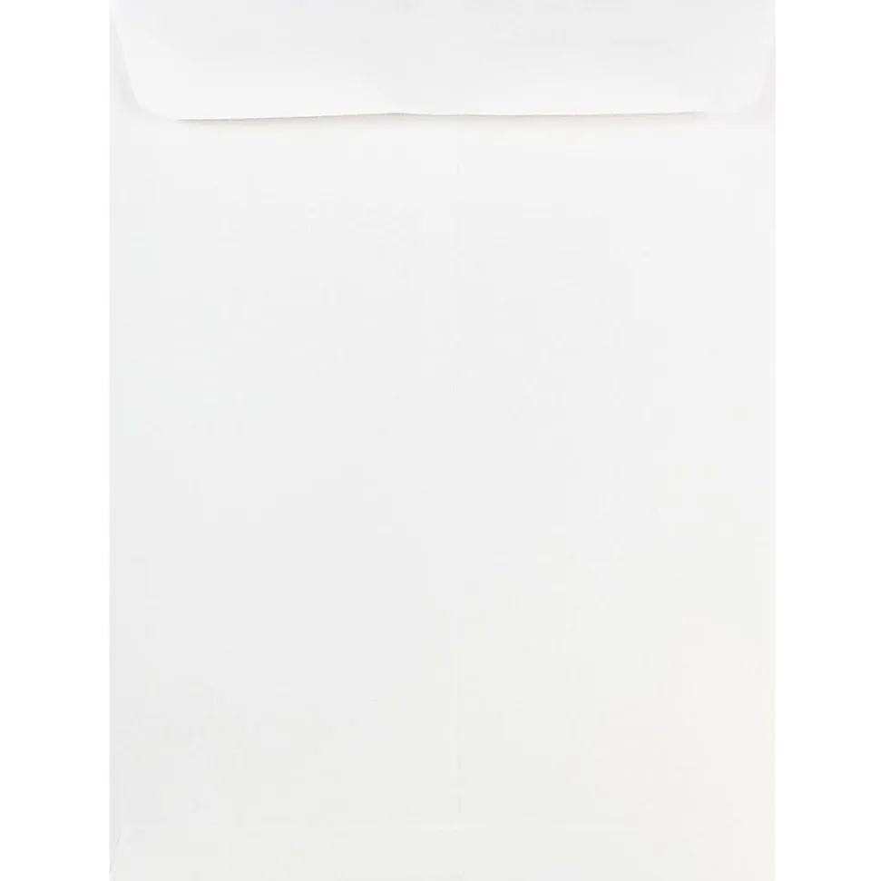 JAM Paper® Open-End 9" x 12" Envelopes, Gummed Seal, White, Pack Of 50 Envelopes