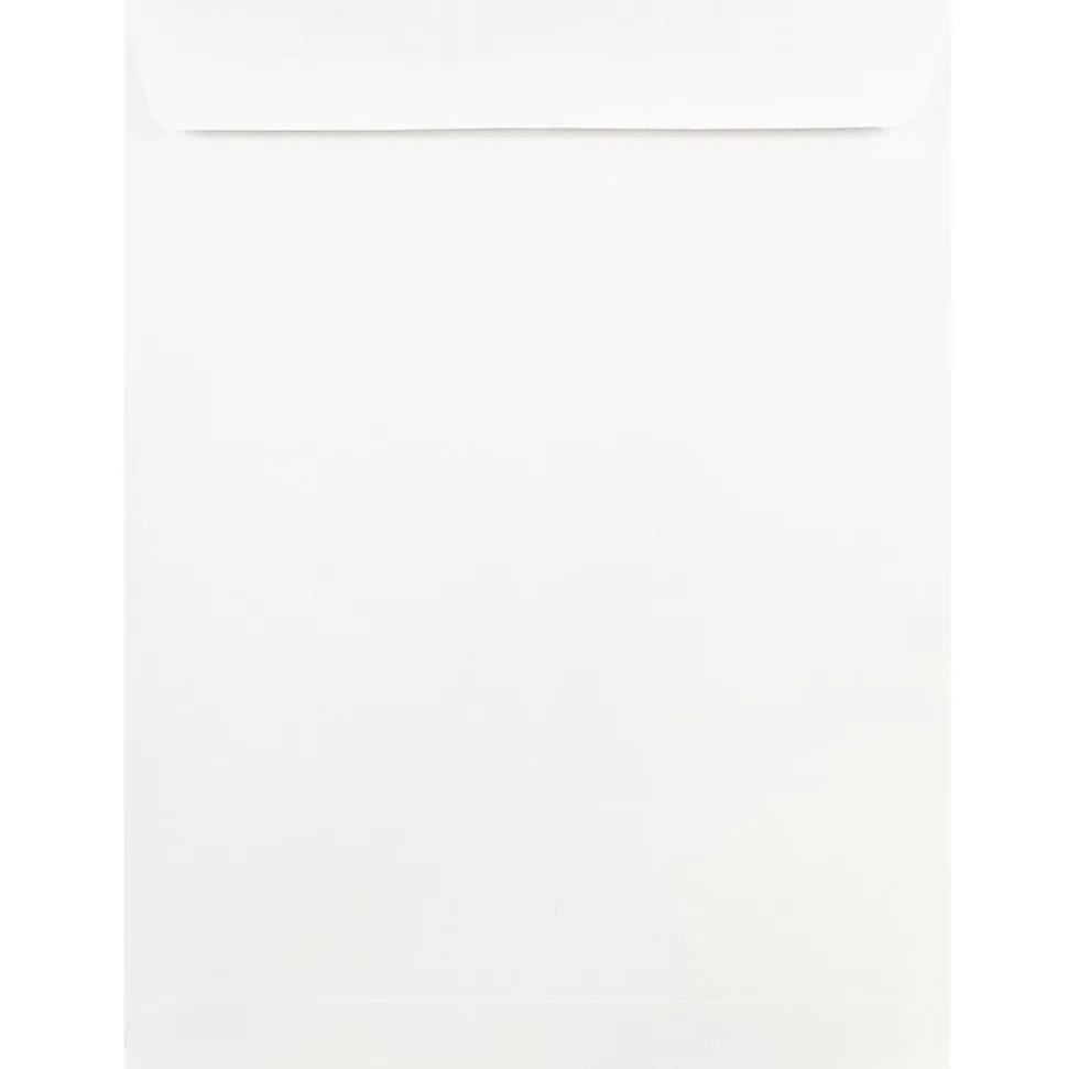 JAM Paper® Open-End 9" x 12" Envelopes, Gummed Seal, White, Pack Of 50 Envelopes