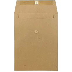 JAM Paper® Open-End 9" x 12" Manila Catalog Envelopes, Button & String Closure, 100% Recycled, Brown Kraft, Pack Of 25