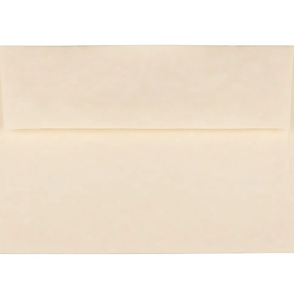 JAM Paper® Parchment Booklet Invitation Envelopes, A7, Gummed Seal, 30% Recycled, Natural, Pack Of 25