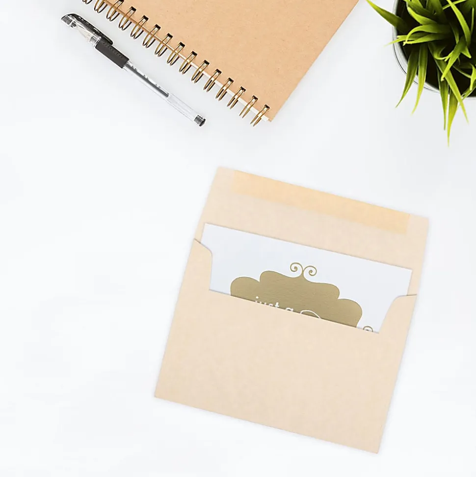 JAM Paper® Parchment Booklet Invitation Envelopes, A7, Gummed Seal, 30% Recycled, Natural, Pack Of 25