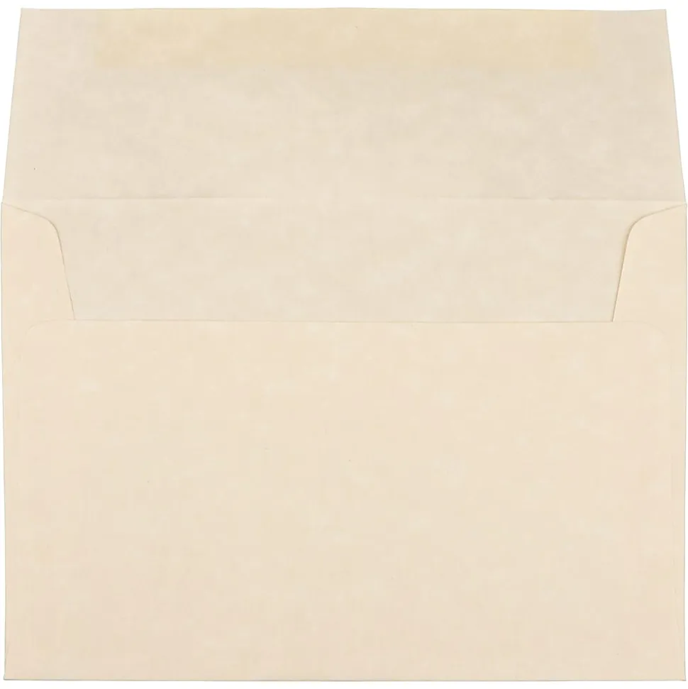 JAM Paper® Parchment Booklet Invitation Envelopes, A7, Gummed Seal, 30% Recycled, Natural, Pack Of 25