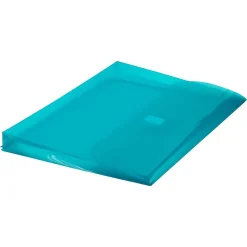 JAM Paper® Plastic Binder Envelopes With Hook-And-Loop Fastener, 8 5/8" x 11 1/2", Teal, Pack Of 12
