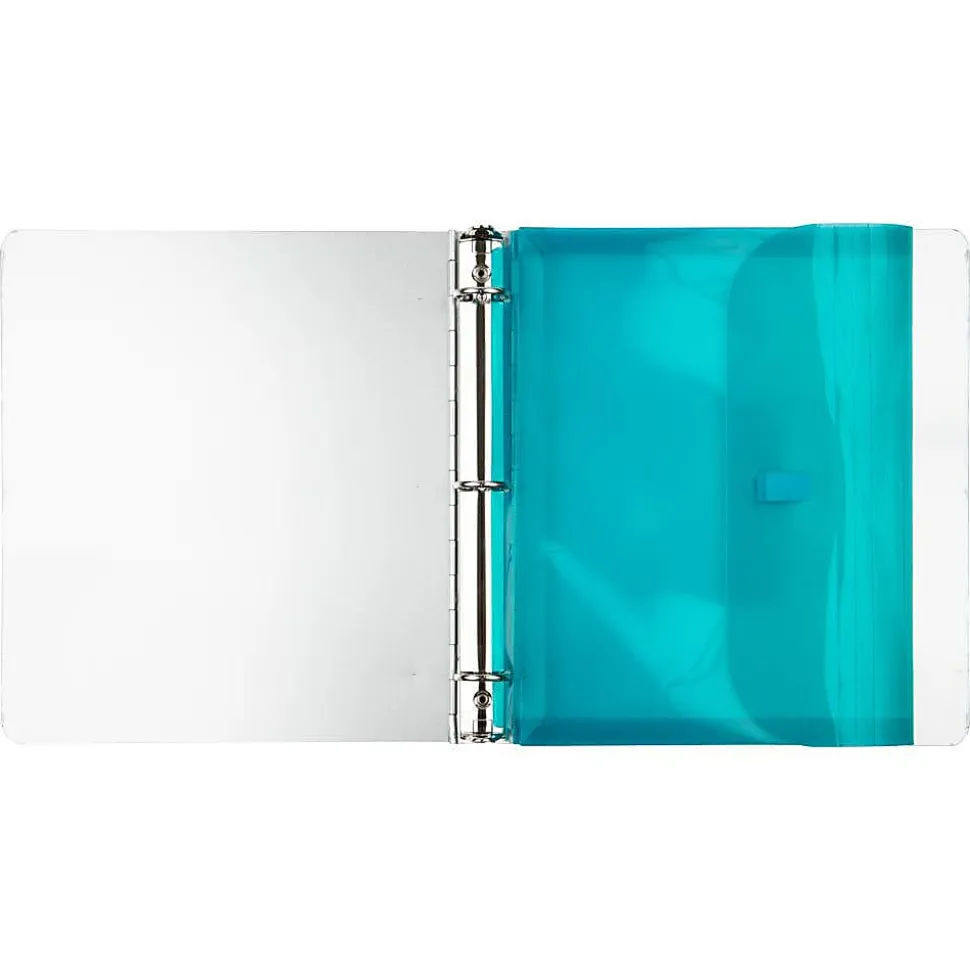 JAM Paper® Plastic Binder Envelopes With Hook-And-Loop Fastener, 8 5/8" x 11 1/2", Teal, Pack Of 12
