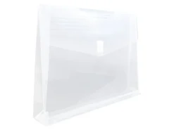 JAM PaperĀ® Plastic Booklet Expansion Envelopes, Letter-Size, 9 3/4" x 13", Hook & Loop Closure Closure, Clear, Pack Of 12
