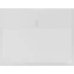JAM PaperĀ® Plastic Booklet Expansion Envelopes, Letter-Size, 9 3/4" x 13", Hook & Loop, Clear, Pack Of 12