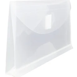 JAM Paper® #10 Plastic Envelopes, Hook and Loop Closure, Clear, Pack Of 12