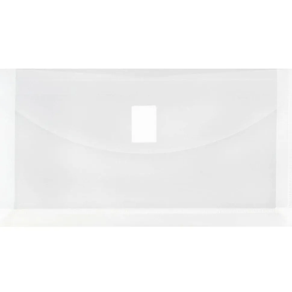 JAM Paper® #10 Plastic Envelopes, Hook and Loop Closure, Clear, Pack Of 12