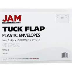JAM PaperĀ® Plastic Envelopes, Letter-Size, 8 7/8" x 12", Clear, Pack Of 12