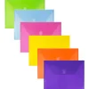 JAM Paper® Plastic Envelopes, 9-3/4" x 13", Hook & Loop Closure, No Expansion, Assorted Colors, Pack Of 6 Envelopes