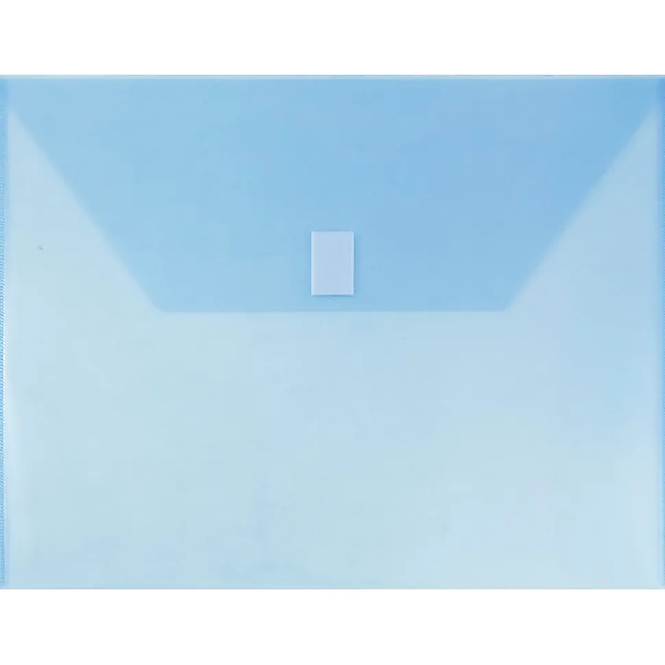 JAM Paper® Plastic Envelopes, 9-3/4" x 13", Hook & Loop Closure, No Expansion, Assorted Colors, Pack Of 6 Envelopes