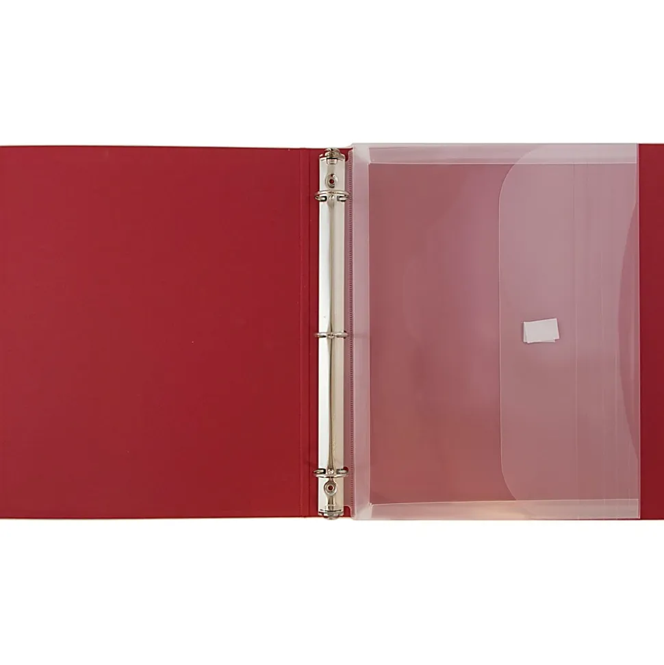 JAM Paper® Plastic 3-Hole Punch Binder Envelopes, 8-5/8" x 11 1/2", Hook & Loop Closure, Clear, Pack Of 12 Envelopes