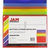 JAM Paper® Plastic Letter Booklet Envelopes, 9-3/4" x 13", Button & String Closure, Assorted Colors, Pack Of 6 Envelopes