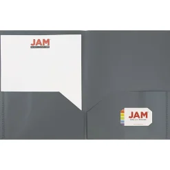 JAM Paper® Plastic 2-Pocket POP Folders, 9 1/2" x 11 1/2", Gray, Pack Of 6