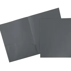JAM Paper® Plastic 2-Pocket POP Folders, 9 1/2" x 11 1/2", Gray, Pack Of 6