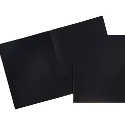 JAM Paper® Plastic 2-Pocket POP Folders, 9 1/2" x 11 1/2", Black, Pack Of 6