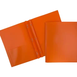 JAM Paper® Plastic 2-Pocket POP Folders with Metal Prongs Fastener Clasps, 9 1/2