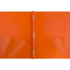 JAM Paper® Plastic 2-Pocket POP Folders with Metal Prongs Fastener Clasps, 9 1/2