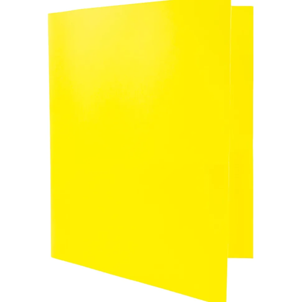 JAM Paper® Plastic 2-Pocket POP Folders, 9 1/2" x 11 1/2", Yellow, Pack Of 6
