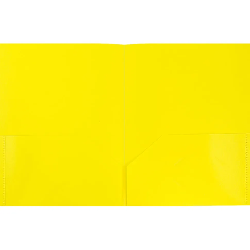 JAM Paper® Plastic 2-Pocket POP Folders, 9 1/2" x 11 1/2", Yellow, Pack Of 6