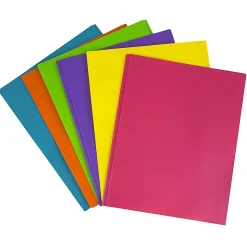 JAM PaperĀ® Plastic 2-Pocket POP Folders With Prongs, Letter Size, 9-1/2" x 11-1/2", Assorted Fashion Colors, Pack Of 6 Folders
