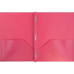 JAM Paper® Plastic 2-Pocket POP Folders With Prongs, Letter Size, 9-1/2