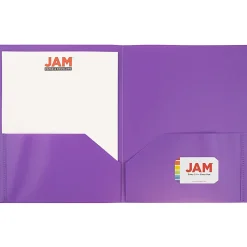 JAM Paper® Plastic 2-Pocket POP Folders, 9 1/2" x 11 1/2", Purple, Pack Of 6