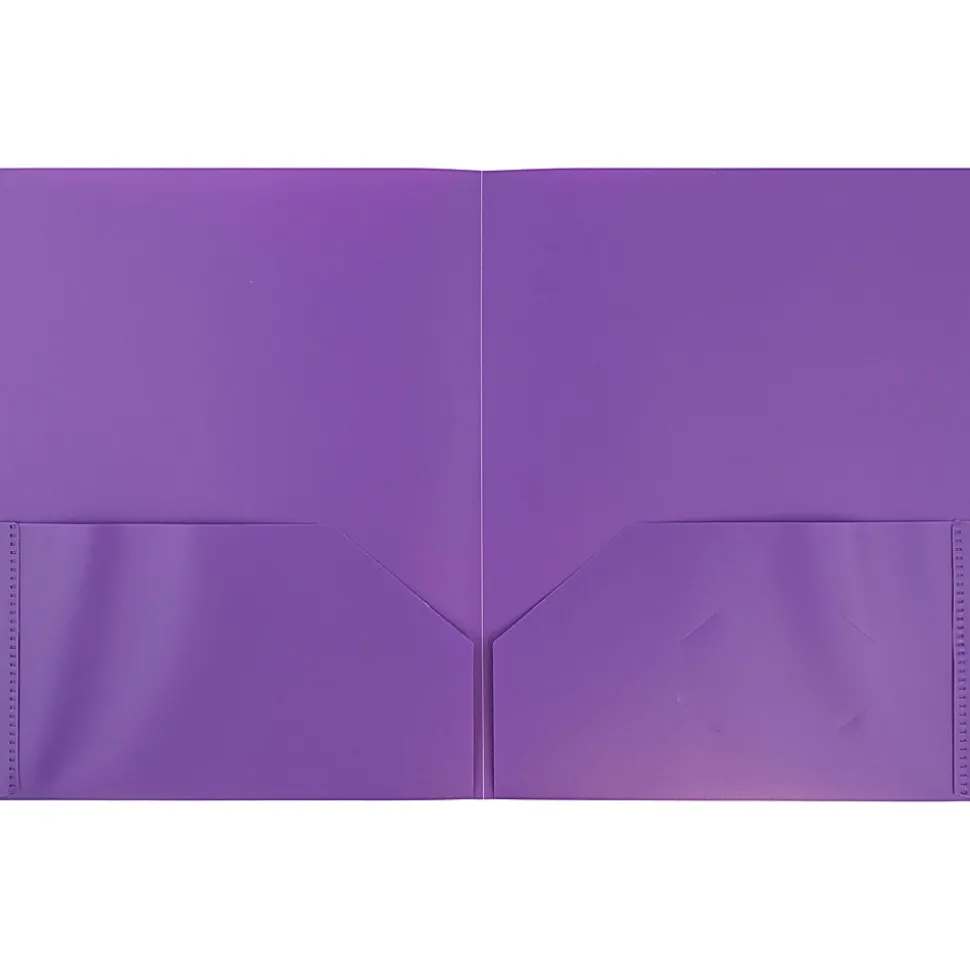 JAM Paper® Plastic 2-Pocket POP Folders, 9 1/2" x 11 1/2", Purple, Pack Of 6