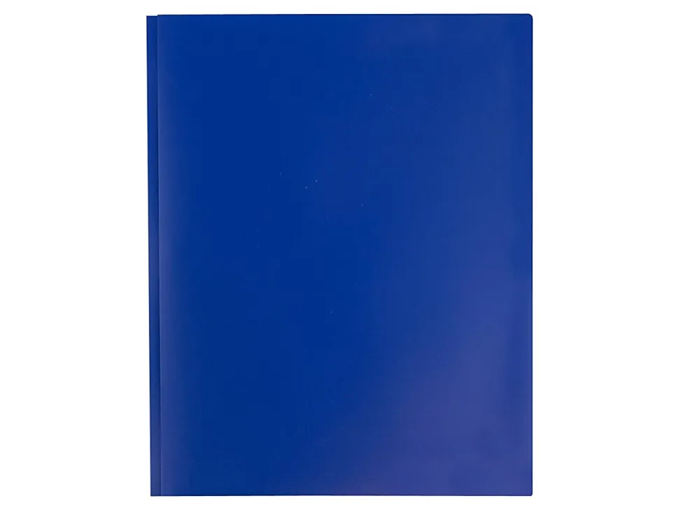 JAM Paper® Plastic 2-Pocket POP Folders with Metal Prongs Fastener Clasps, 9 1/2" x 11 1/2", Deep Blue, Pack Of 6