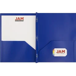 JAM Paper® Plastic 2-Pocket POP Folders with Metal Prongs Fastener Clasps, 9 1/2