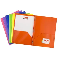 JAM Paper® Plastic 2-Pocket POP Folders With Prongs, Letter Size, 9-1/2